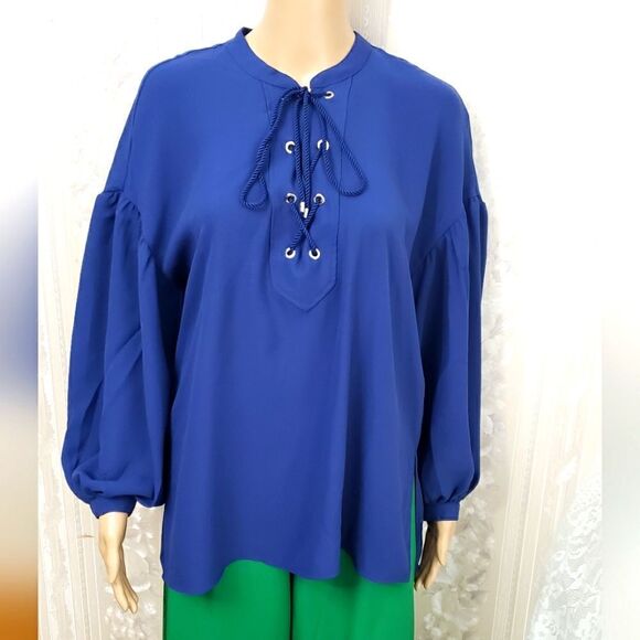 Ralph Lauren Lace-Up Puffed Sleeves Blouse Size S NWT - Picture 6 of 7